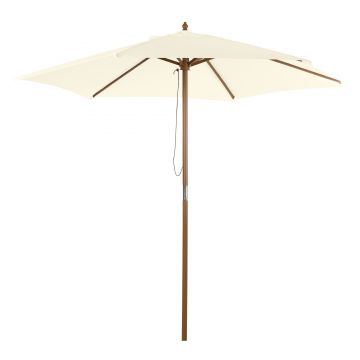 Outsunny Umbrelă Rotundă de Grădină din Bambus și Poliester 2.5x2.3m Crem/Alb | Aosom Romania