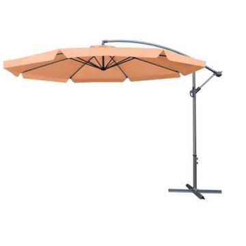 Umbrela gradina sau terasa, articulatie tip banana, maro deschis, 350 cm, Malatec 2625