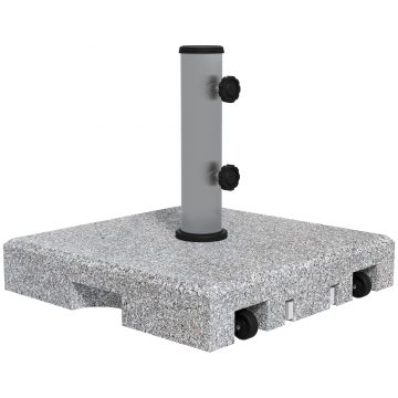 Outsunny Bază Umbrelă 28kg din Granit, Suport cu Maner Extensibil și Roți, 41x41x37.5cm, Gri | Aosom Romania