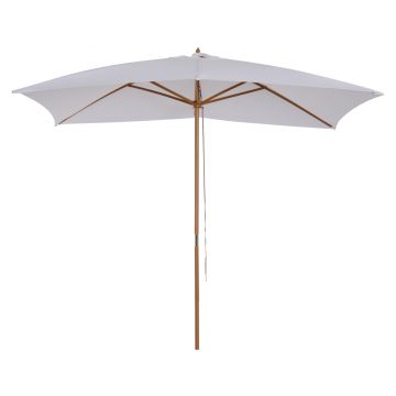 Outsunny Umbrelă de Grădină 2x3m Parasolar Impermeabil din Lemn Lacuit cu Copertină Detașabilă Alb | Aosom Romania