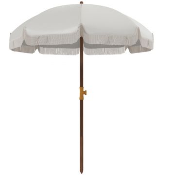 Outsunny Umbrelă de Plajă Portabilă cu Volane în Aer Liber cu Baldachin Ventilat, Geantă de Transport, Ø1.9x2.1 m, Alb-Crem