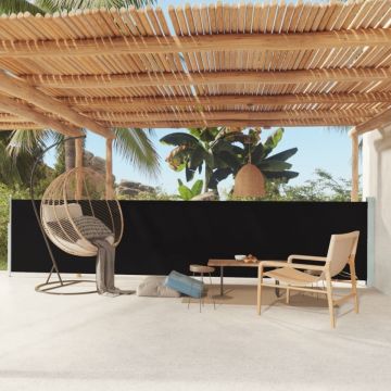 Copertină laterală retractabilă de terasă, negru, 117x600 cm