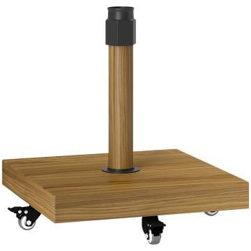 Outsunny Bază pentru Umbrelă cu Roți și Frâne, Suport din Metal cu Ciment, pentru Stâlpi de Umbrelă Ø36/38/48 mm, Efect Lemn Natural | Aosom Romania