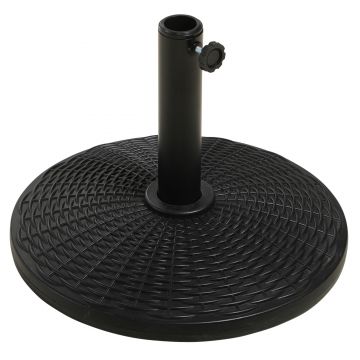 Outsunny Bază pentru Umbrelă cu Stîlpi de Ø38/48 mm din Plastic cu Efect de Ratan, Ø44.5x32 cm, Negru | Aosom Romania