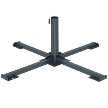 Outsunny Bază Pliabilă în Formă de Cruce pentru Umbrele de 38 mm și 48 mm, Suport Metalic Rezistent pentru Brazi de Crăciun, Umbrele de Grădină, Patio, Plajă, Gri Închis | Aosom Romania