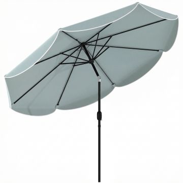 Outsunny Parasol de grădină exterior rotund înclinabil cu 3 poziții cu 8 spițe și faldon, Φ265 x 235 cm, Albastru | Aosom Romania