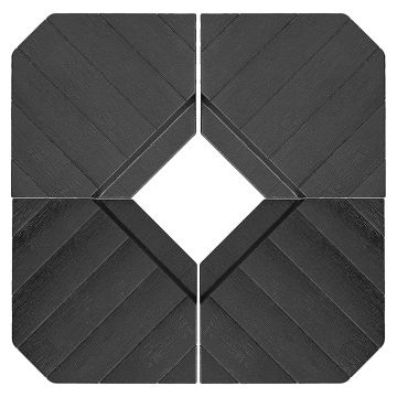 Outsunny Set de 4 Greutăţi pentru Umbrelă din HDPE cu Efect de Lemn, 80x80x13 cm, Negru | Aosom Romania