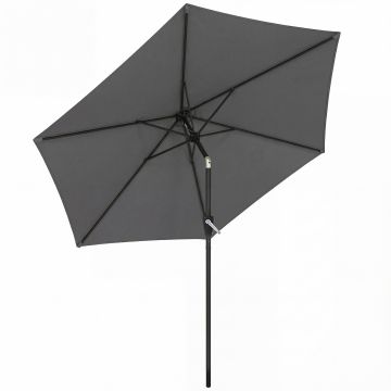 Outsunny Umbrelă 270 cm articulată pentru balcon cu manivelă UV 50+ Umbrelă de grădină Gri închis | Aosom Romania