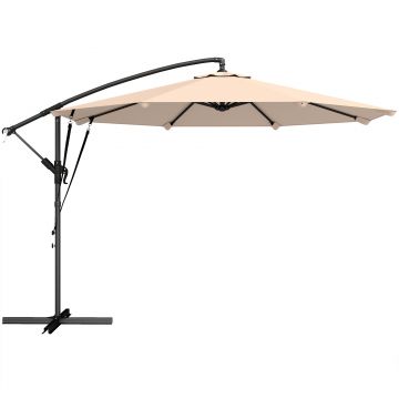 Outsunny Umbrelă cu Braț Lateral 3 m, Umbrelă Banana cu Manivelă, Culoare Bej | Aosom Romania