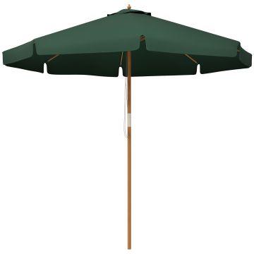 Outsunny Umbrelă de Grădină cu Corzi, Deschidere Reglabilă și Orificii de Ventilație, Ø325x250 cm, Verde | Aosom Romania