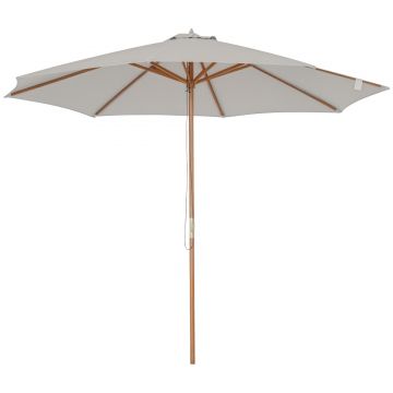 Outsunny Umbrelă de Grădină cu Șnur și Deschidere Reglabile, Ø300x250 cm, Gri | Aosom Romania
