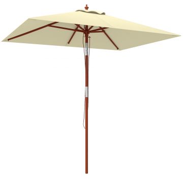 Outsunny Umbrelă de Grădină Înclinabilă cu Sistem cu Șnur și Orificiu de Ventilație, 200x150x235 cm, Bej | Aosom Romania