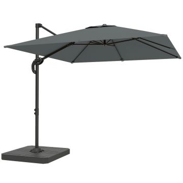 Outsunny Umbrelă de grădină suspendată, 2,4x2,4m, gri | Aosom Romania