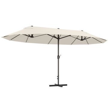 Outsunny Umbrelă de grădină XXL cu picior în cruce umbrelă mărime mare 4,6L x 2,7l x 2,4H cm oțel poliester crem | Aosom Romania