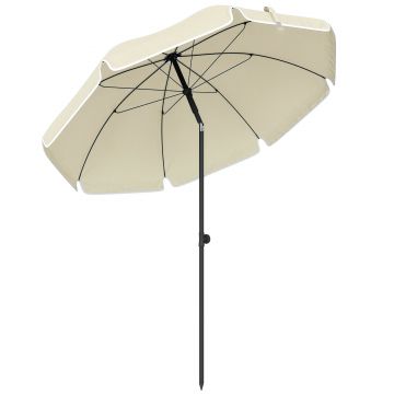 Outsunny Umbrelă de plajă Ø150 cm rezistentă la apă pliabilă umbrelă de plajă cu ancoră de nisip înclinare reglabilă geantă de transport bej | Aosom Romania