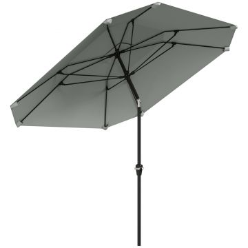 Outsunny Umbrelă de soare de 2,3 m fără bază, Umbrelă de terasă ajustabilă cu manivelă, Poliester, Aluminiu, Fibră de sticlă, Gri închis | Aosom Romania