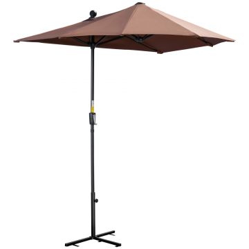 Outsunny Umbrelă de Terasă 200x190x240 cm cu Manivelă, Stâlp din Oțel și Bază în Formă de Cruce Anti-UV pentru Terasă și Balcon, Gri | Aosom Romania