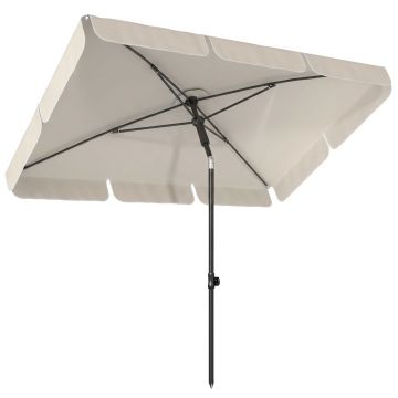 Outsunny Umbrelă dreptunghiulară de exterior cu manivelă, înclinare reglabilă, bej | Aosom Romania