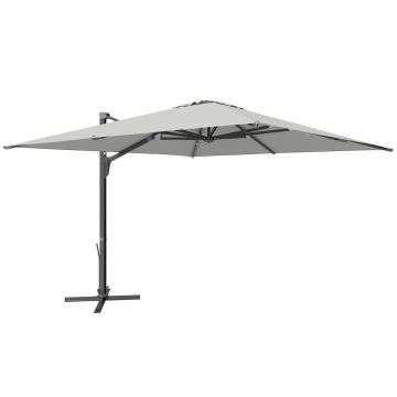 Outsunny Umbrelă Suspendată 3.6x3 m Rotativă și Inclinabilă Gri Deschis | Aosom Romania