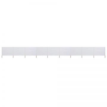 Paravan anti-vânt cu 9 panouri, alb nisipiu 1200x160 cm textil