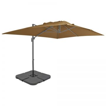 Umbrelă de soare de grădină, bază portabilă, taupe