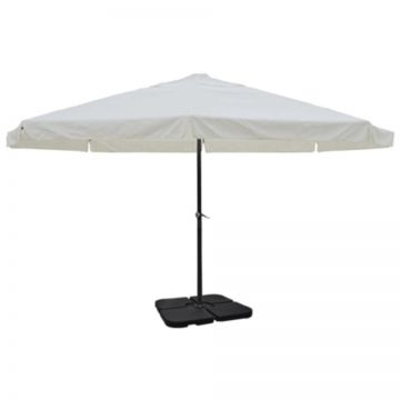 Umbrelă de soare de grădină din aluminiu cu bază portabilă, alb