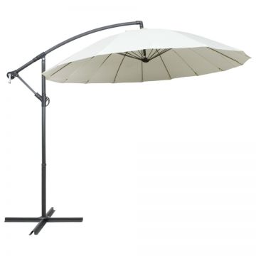 Umbrelă de soare suspendată, alb, 3 m, stâlp de aluminiu