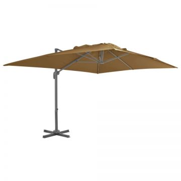 Umbrelă în consolă cu stâlp din aluminiu, taupe, 400x300 cm