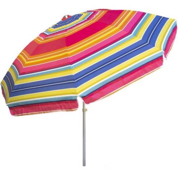 Umbrela Protectie Solara, Diametru 2.4 m, cu Inclinare si Cosulet, Structura Metalica, Roz / Verde