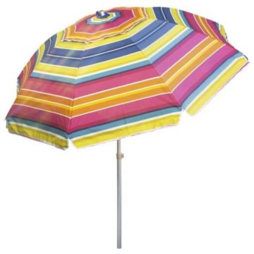 Umbrela Protectie Solara, Diametru 2 m, cu Inclinare si Cosulet, Structura Metalica, Roz / Verde