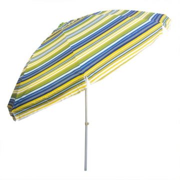 Umbrela Protectie Solara, Diametru 3 m, cu Inclinare si Cosulet, Structura Metalica, Verde / Albastru