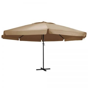 Umbrelă soare de exterior cu stâlp aluminiu gri taupe 600 cm