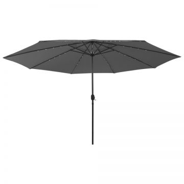 Umbrelă soare de grădină cu LED-uri, antracit, 400 cm