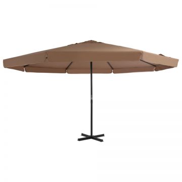 Umbrelă soare exterior cu stâlp aluminiu gri taupe 500 cm